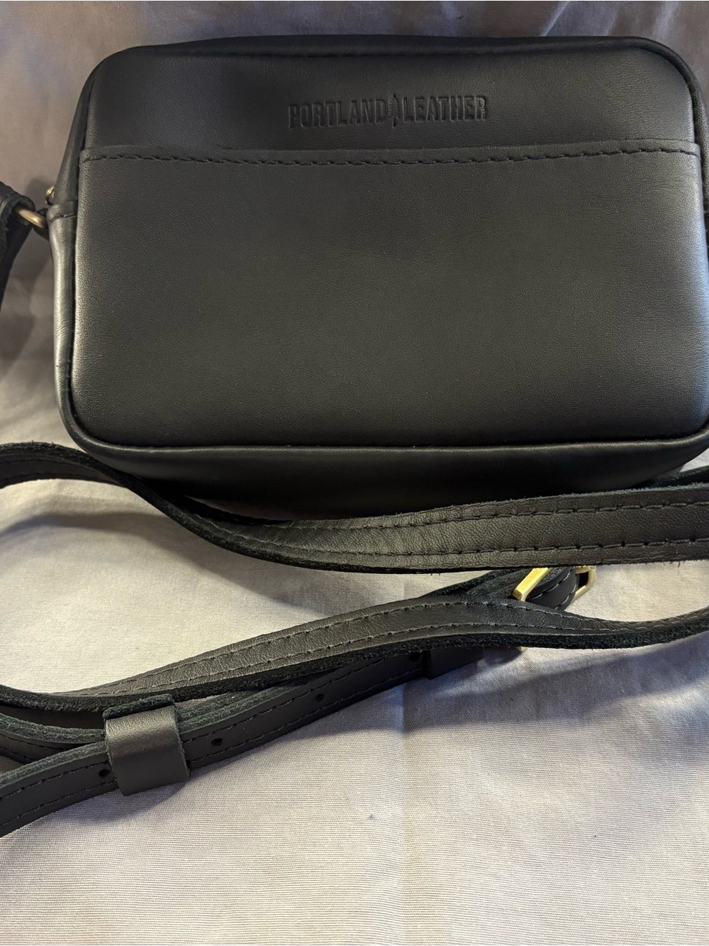 Portland Leather Matte Black Compact Crossbody